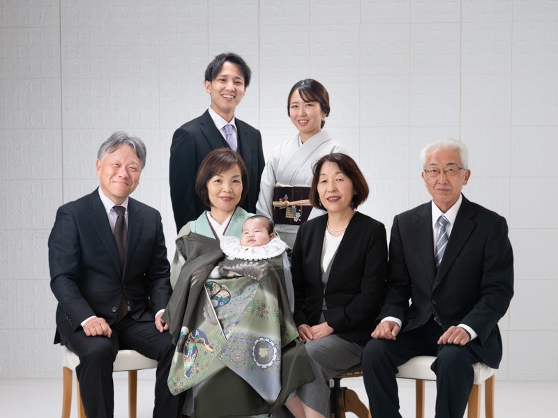 お宮参り家族写真